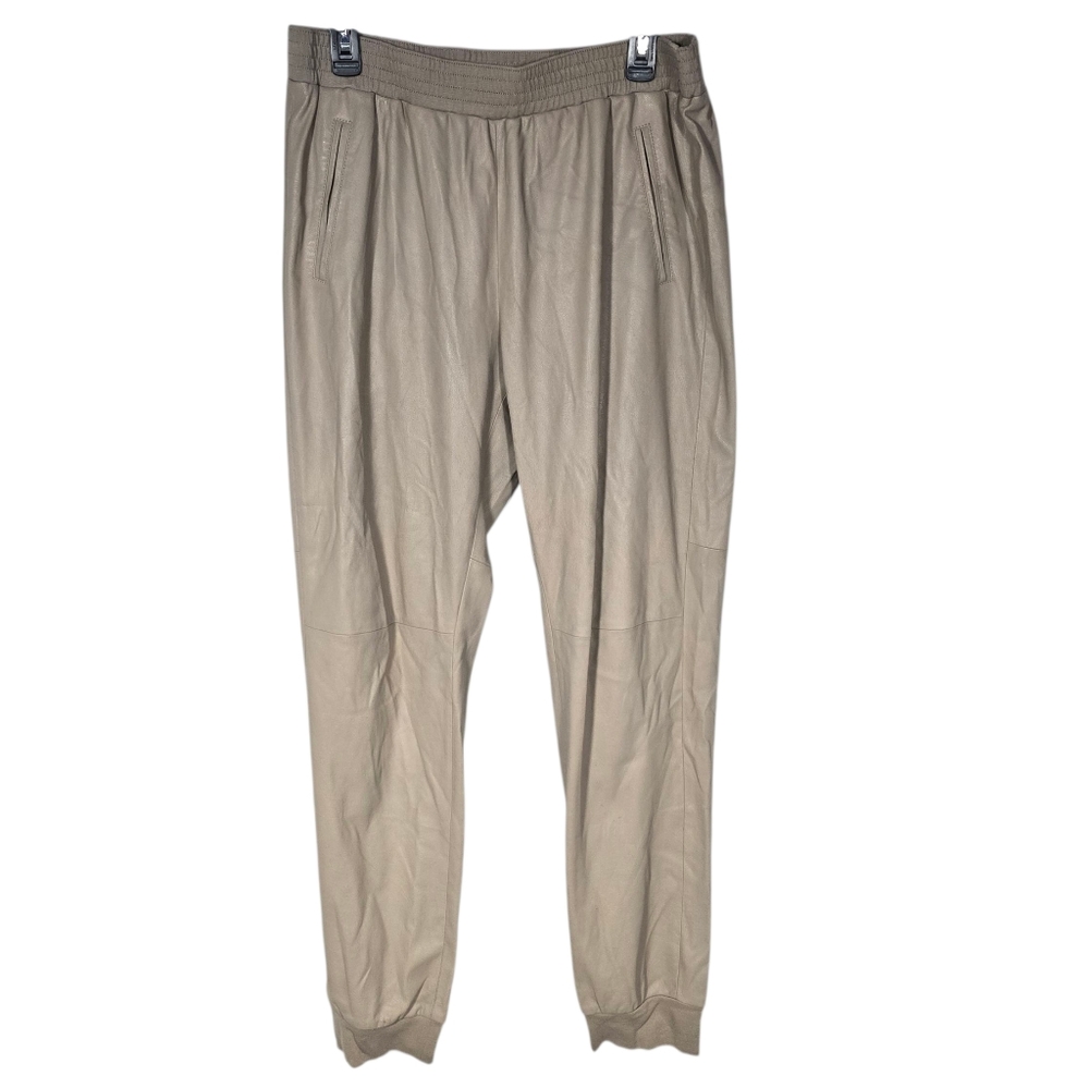 BCBGMaxAzria Size Large Pumice Tan Polyurethane Joggers AS IS